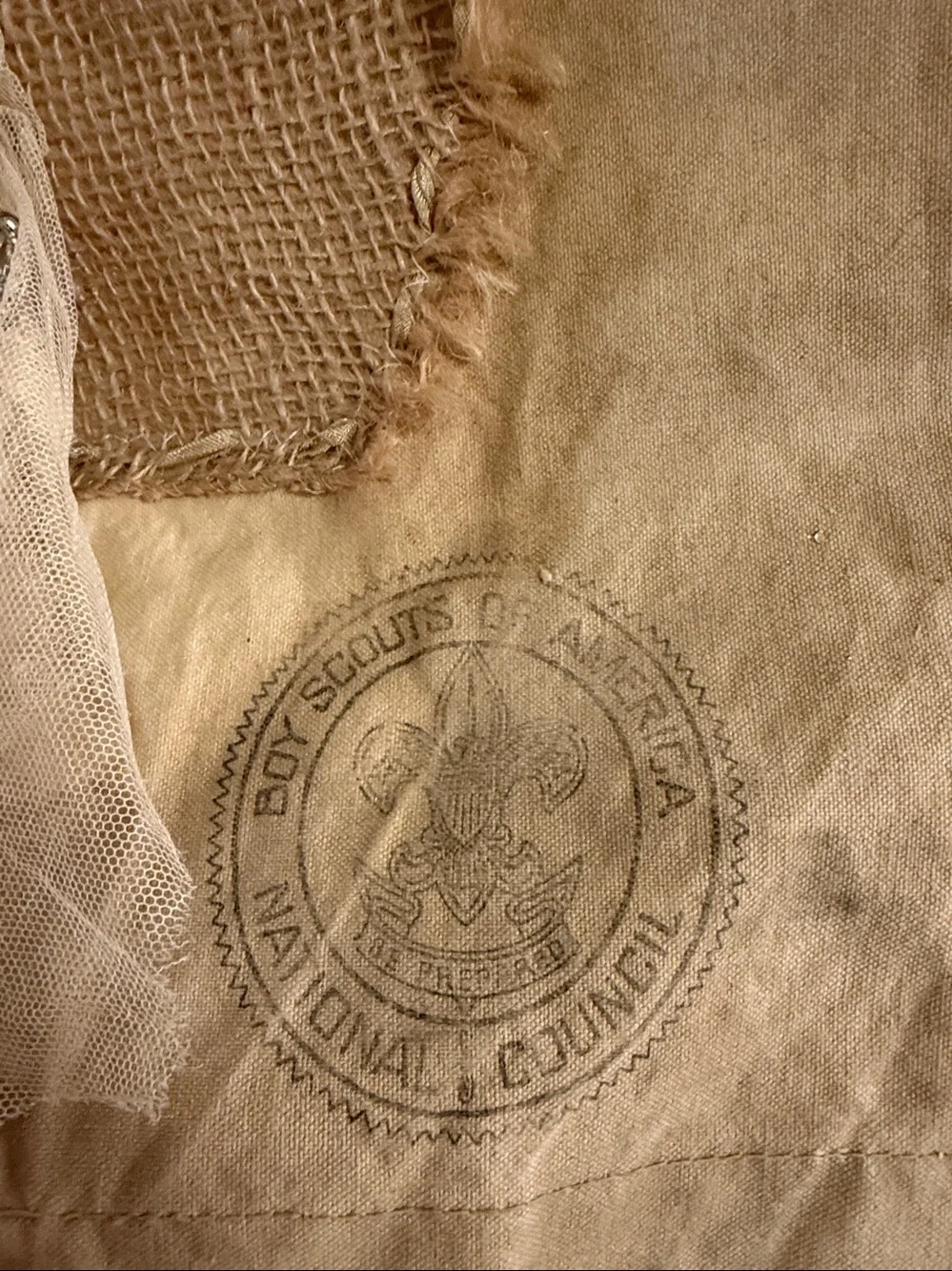VINTAGE BACKPACK LACE & Rhinestone BOY SCOUTS Canvas
